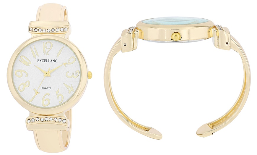 Image 20: Reloj de pulsera analógico con piedras brillantes de Excellance
