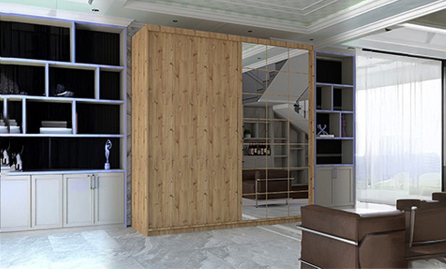 Image 4: Swiss Sliding Wardrobe with Mirrored Door