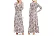 Doublju Women's Maxi Long-Sleeve Dress with Button Neckline. Plus Sizes Available. - Second Medium