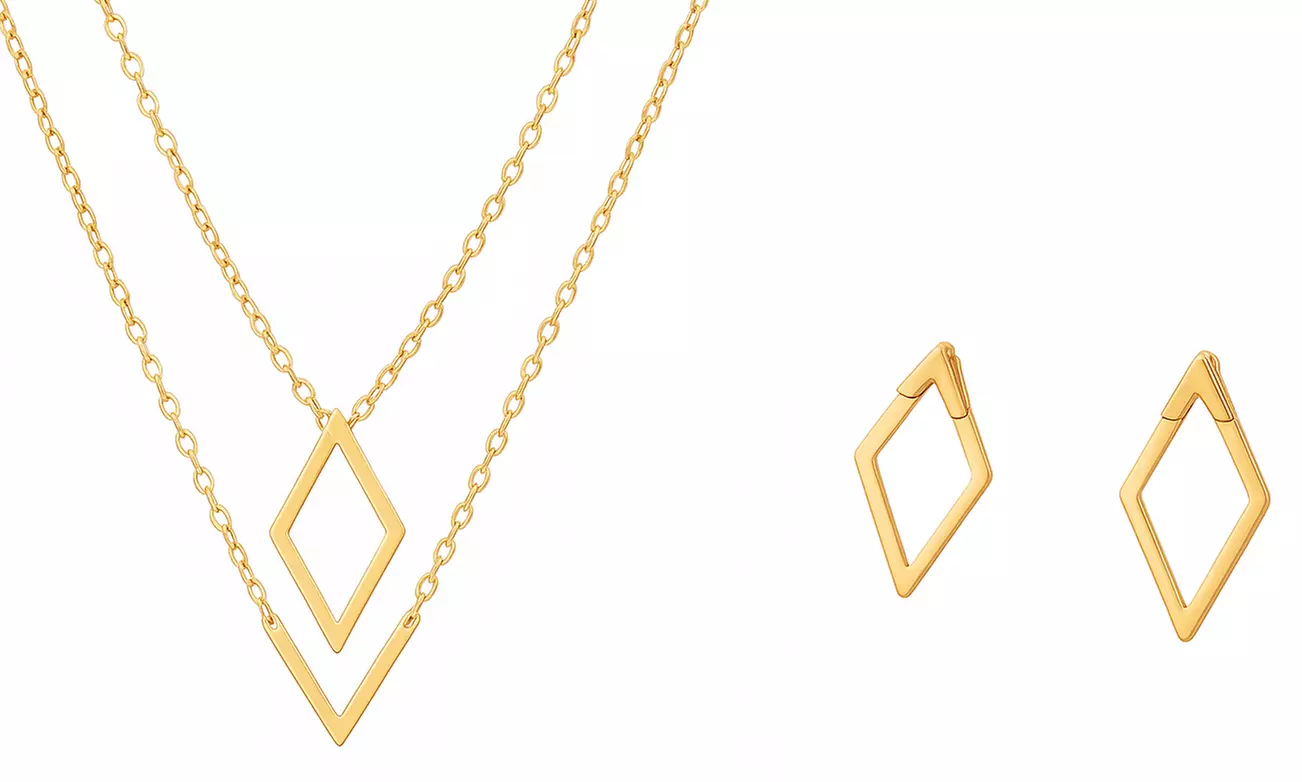 Geo Earrings and V Necklace Set