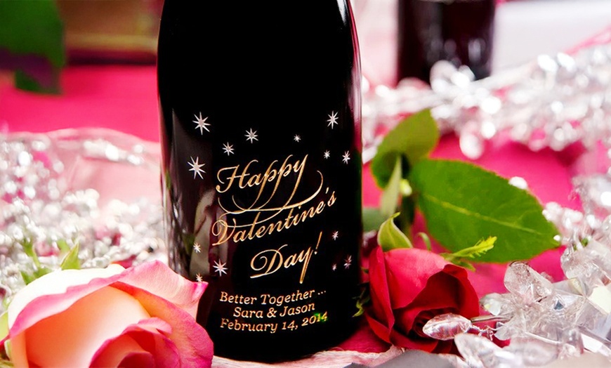 Image 7: Personalized Valentine's Day Wine | Hand-Etched Custom Gift Bottle
