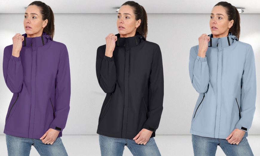 Image 1: Blu Apparel Women's Mesh Lined Rain Jacket 