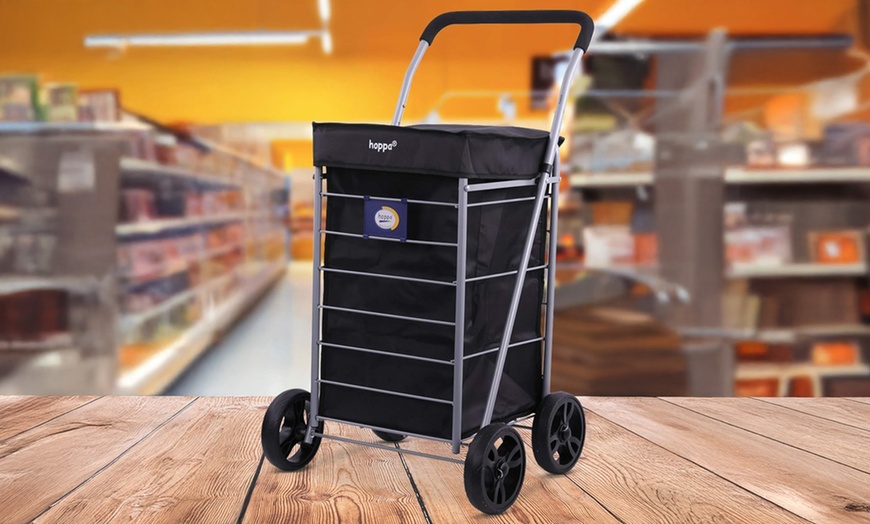 Image 1: Hoppa Lightweight Four or Six Wheel Folding Shopping Trolley