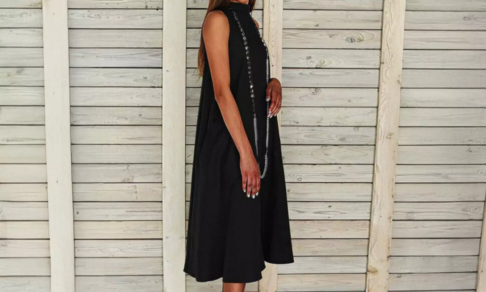 Lightweight Sleeveless A-Line Dress in Cotton & Linen