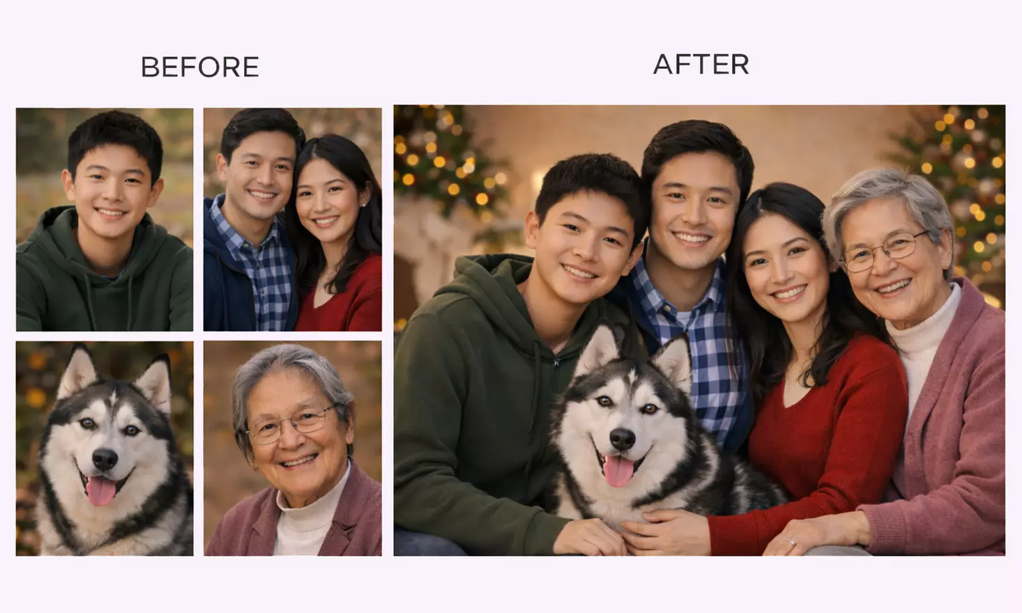 Create One Image: Custom Digital Family Photo Merge– Add People /Pets