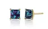 Paris Jewelry 14k Yellow Gold Plated Princess Created Alexandrite Stud Earrings