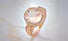 Rose Gold Tone Morganite and White CZ Ring Fashion Jewelry for Women Teen Girls