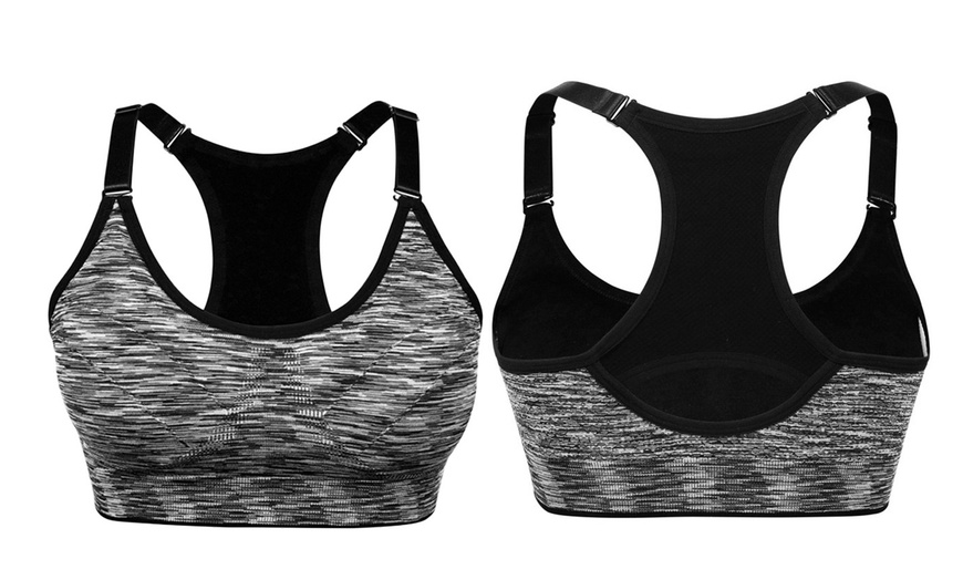 Image 4: 3-Pack Womens Padded Racerback Sports Bras Workout Yoga Bra