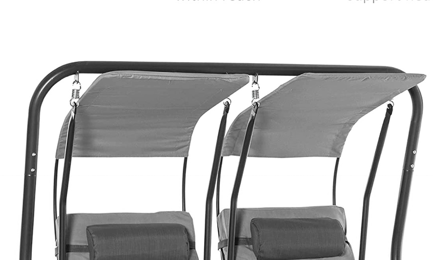 Image 9: Outsunny Twin Single Seat Swing Chair with Canopy