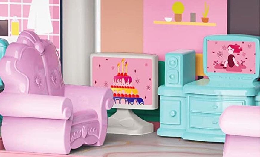 Image 4: Deao Dream House Doll Set, Fully Furnished for Imaginative Play