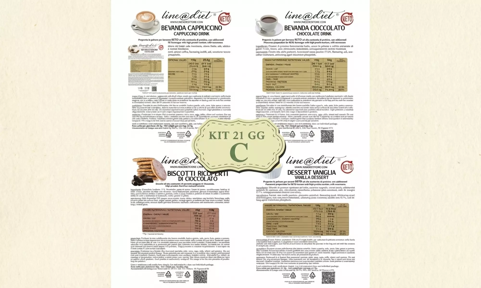 'Keto Line' dieetbox voor 21 dagen met een voedingsgids van Lineadiet