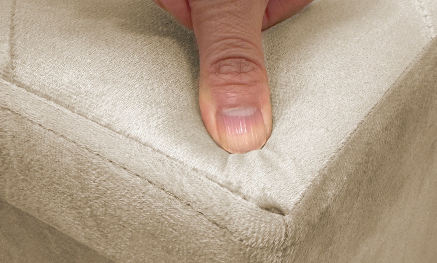 Image 9: Eleganter, gepolsterter Samt-Pouf mit Stauraum