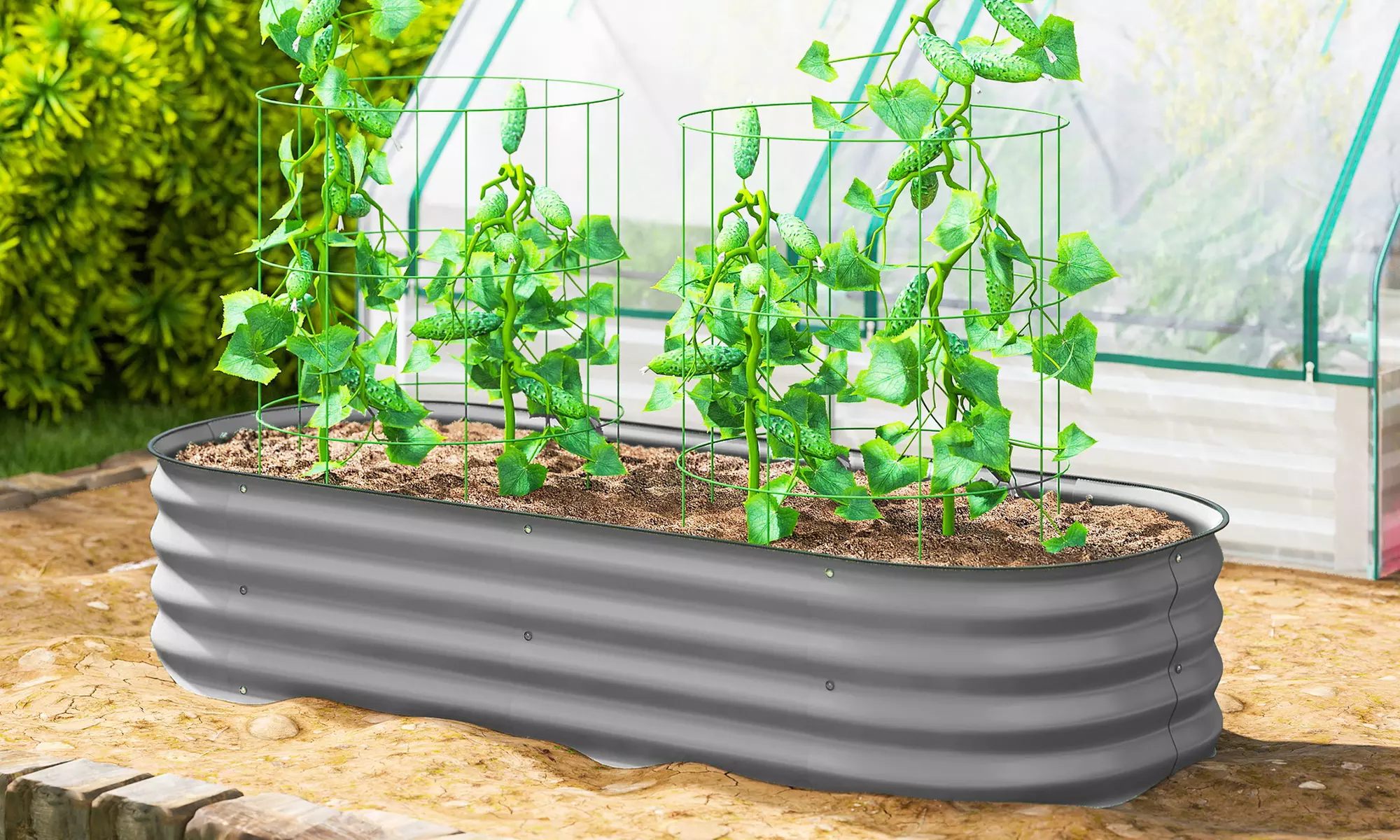 Outsunny Galvanised Steel Raised Garden Planter