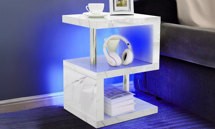 Image 13: High Gloss LED Coffee and Side Table Range