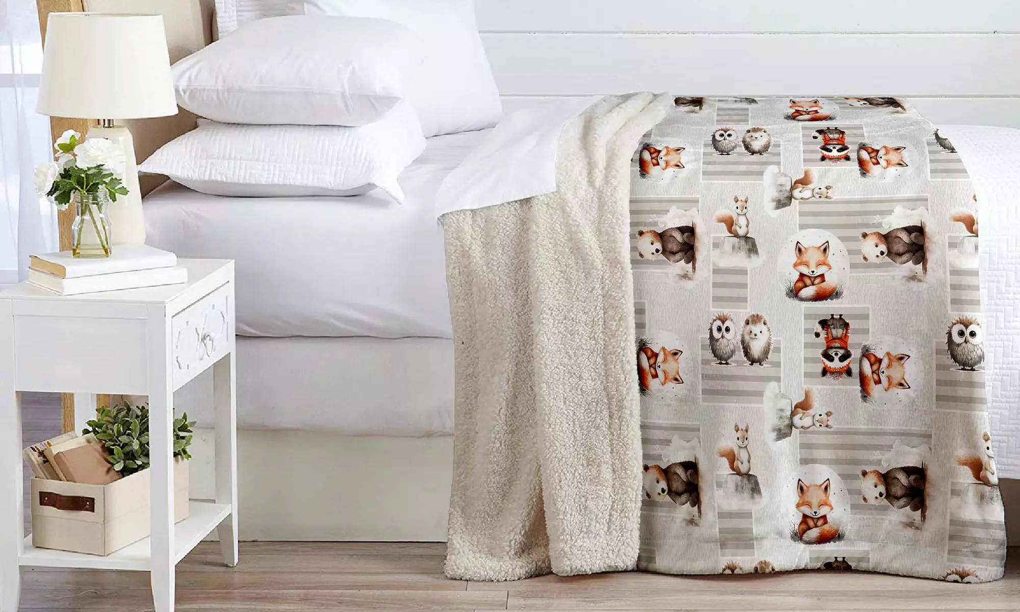 Plaid réversible sherpa et microfibre