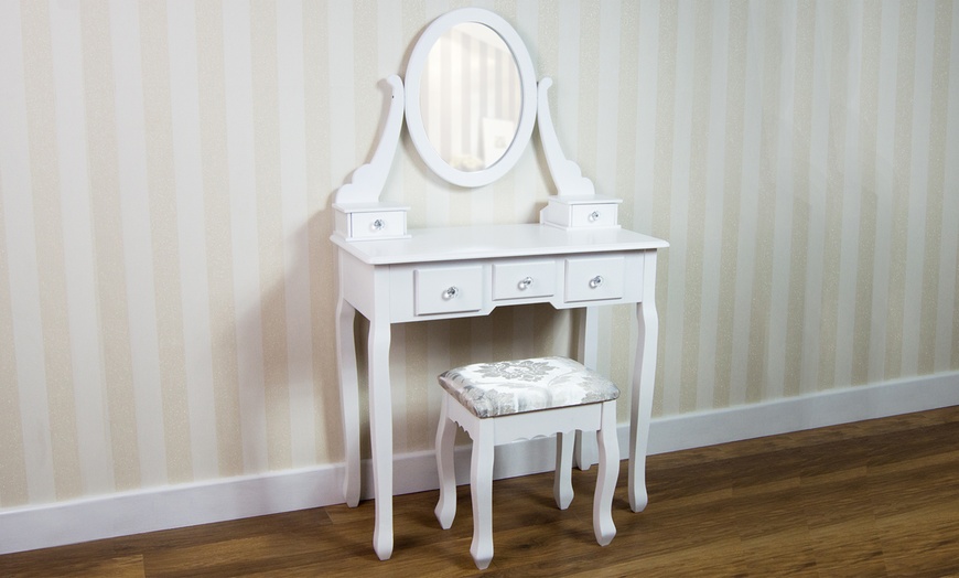 Image 1: Dressing Table with Stool Set