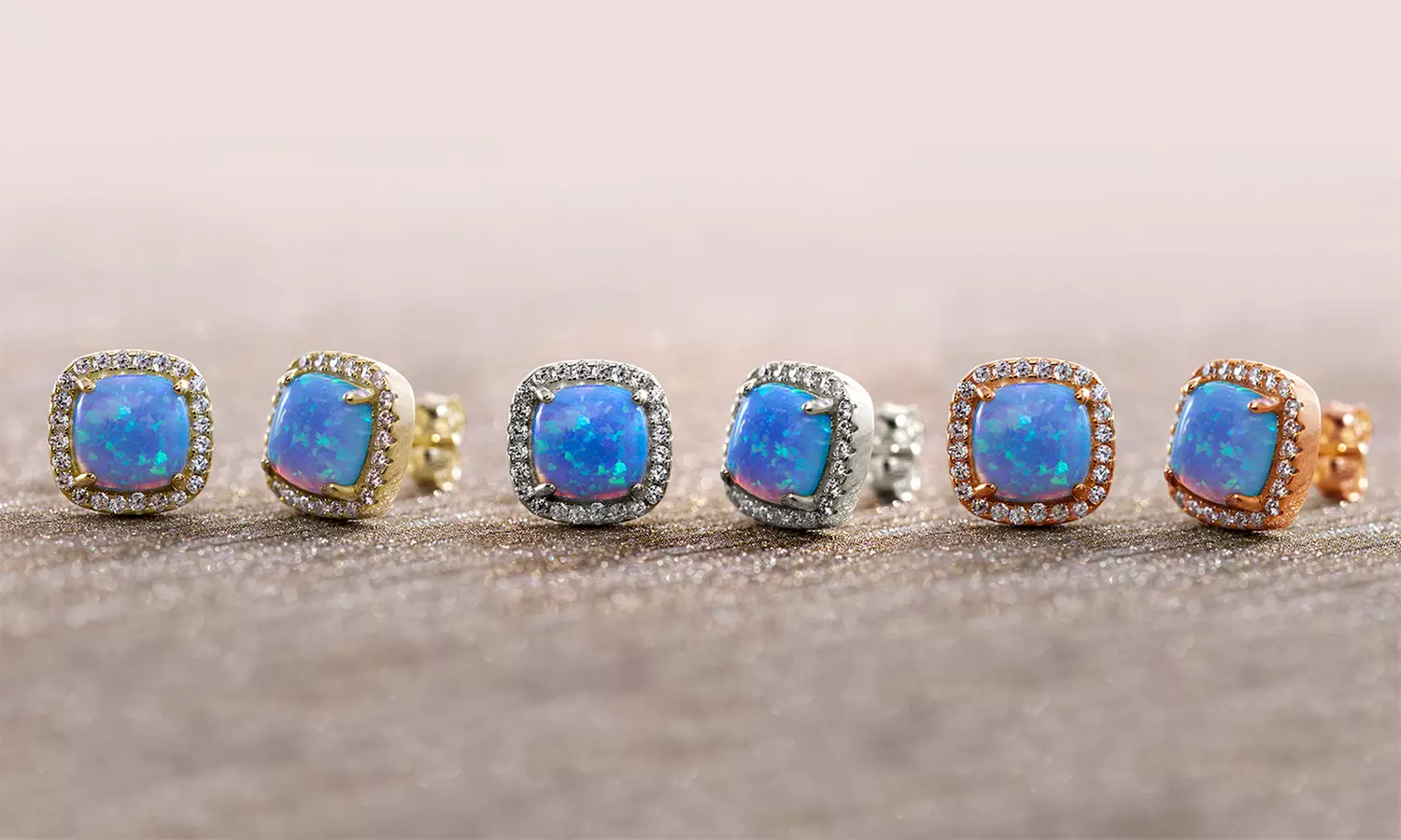 Nina & Grace Blue Opal Square Studs in 14K Gold over Sterling Silver - Primary Image