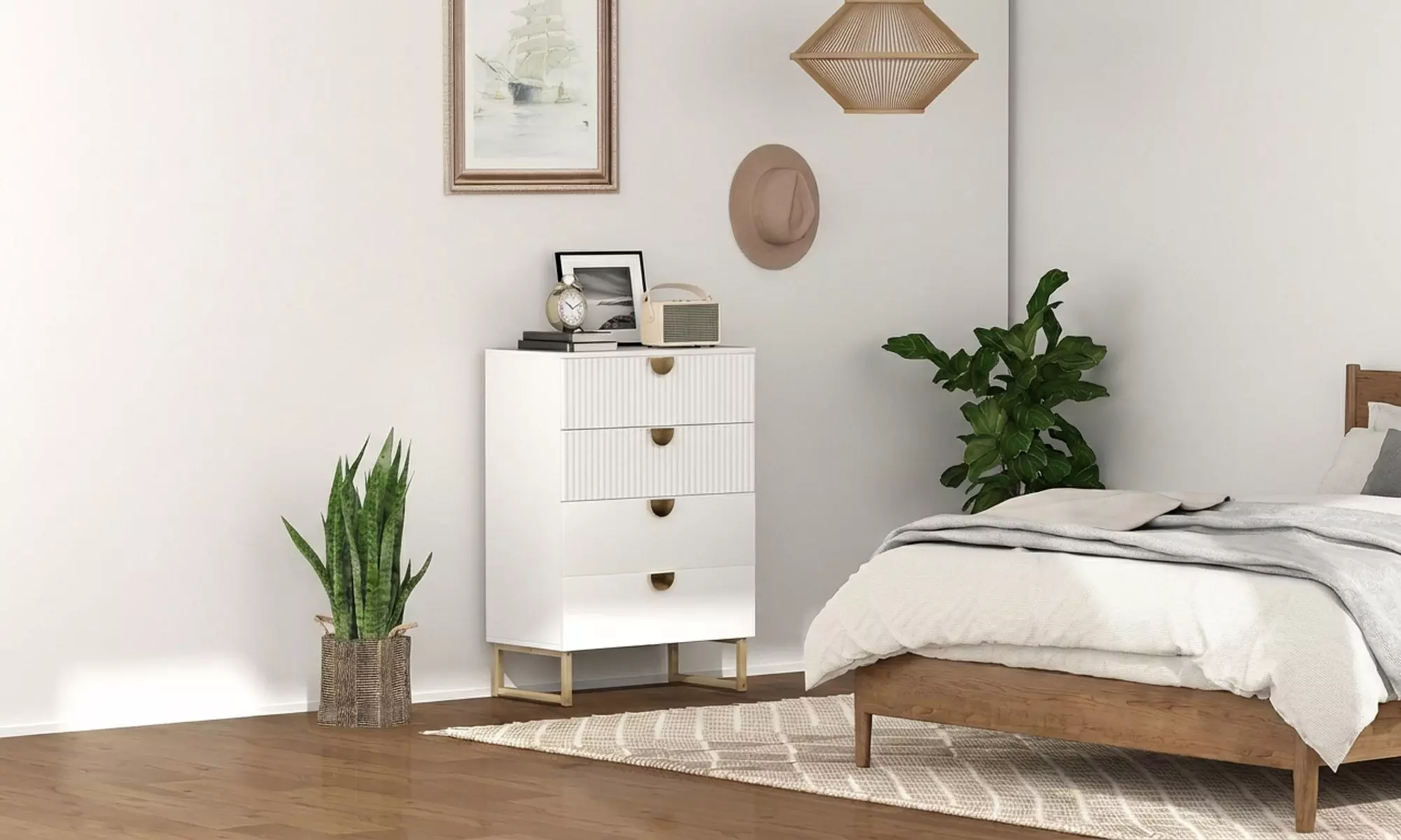 HOMCOM 4-Drawer Chest Collection – Modern Storage with Gold Accents