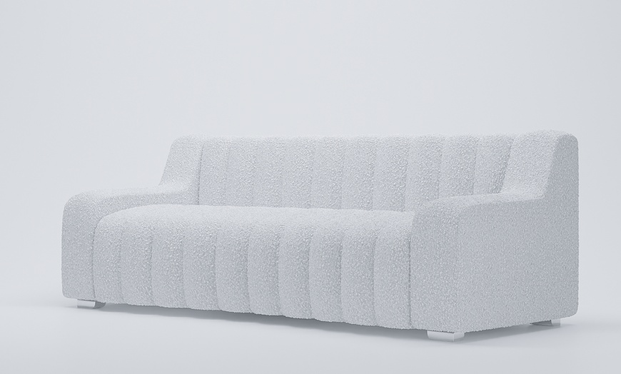 Image 2: Canapé "Gar" blanc tissu bouclette