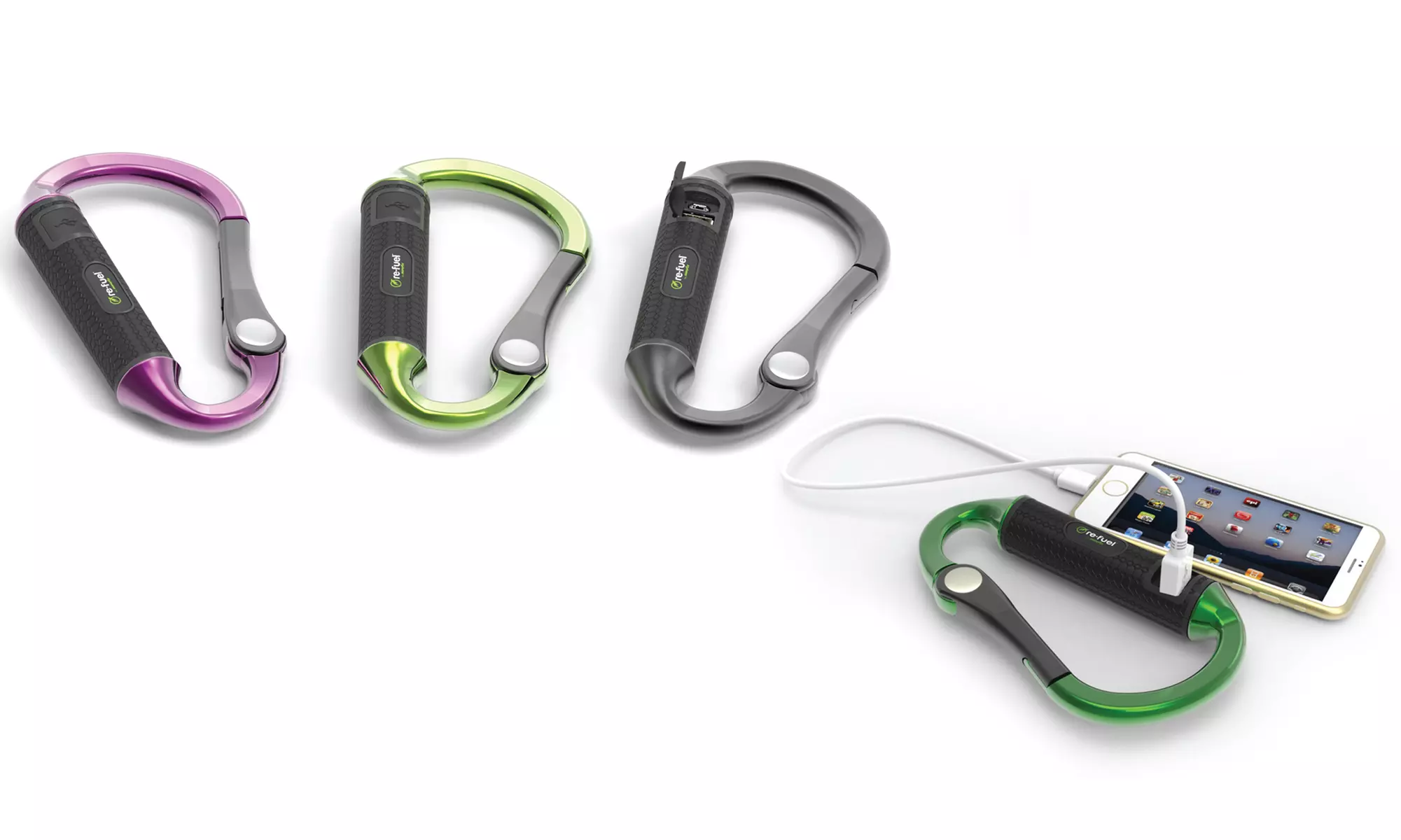 Carabiner Clip with Built-in 3,000 mAh Portable Battery Charger - Primary Image