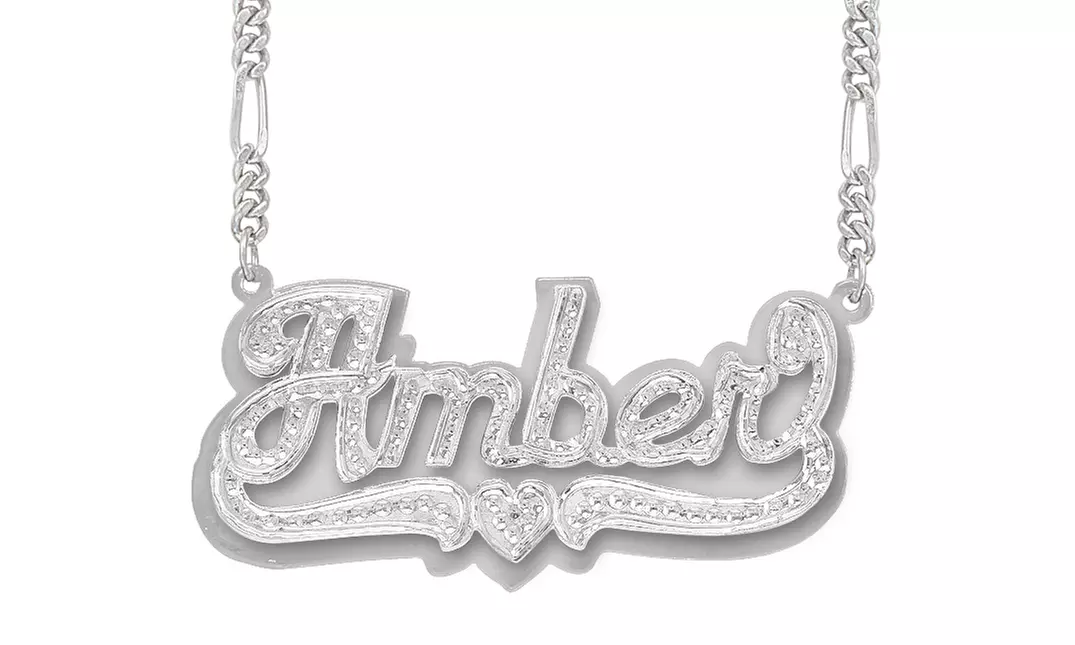 Personalized Beaded Nameplate Necklace in Silver- or Gold-Plating from MonogramHub (Up to 67% Off) - Second Medium