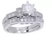 Cubic Zirconia Engagement Ring and Band Sets in 18K White Gold over Sterling Silver - Second Medium