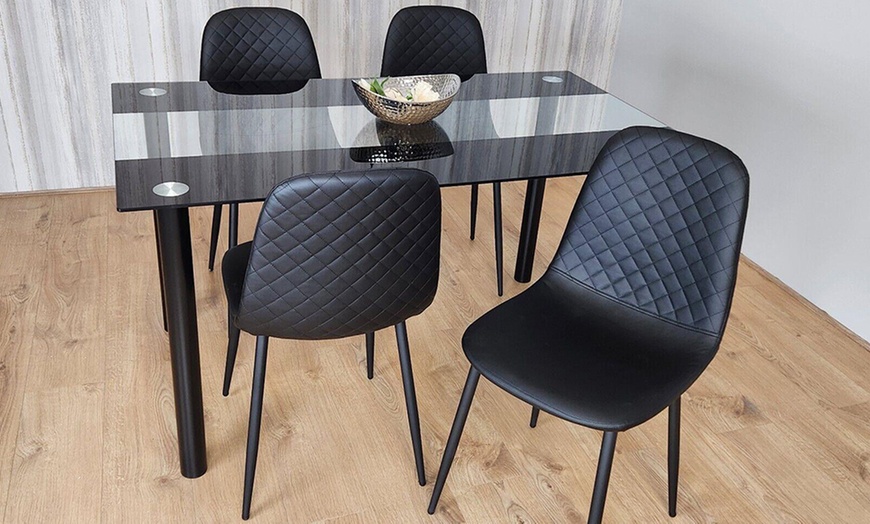 Image 30: Glass Dining Table Set with Chair Options