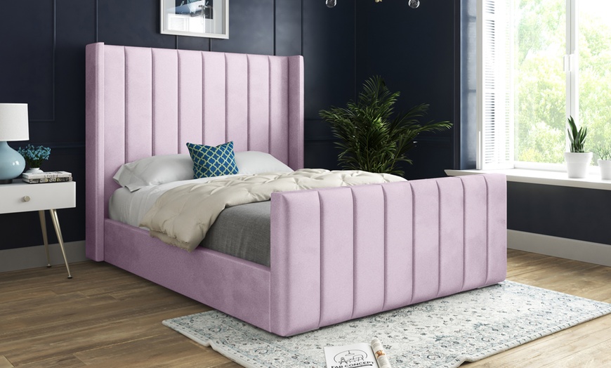 Image 10: Oxford Upholstered Soft Touch Plush Velvet Bed Frame