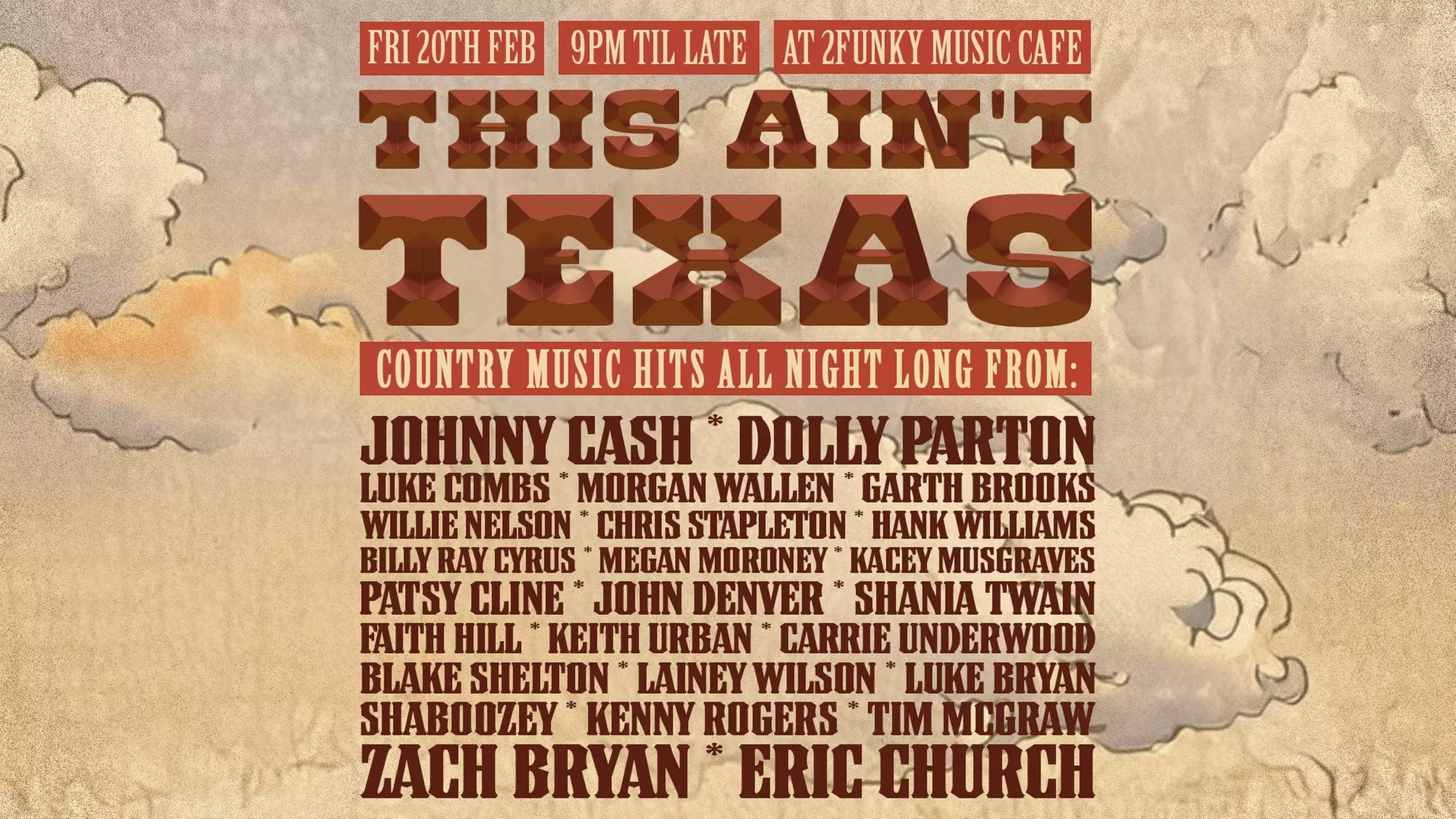 90s Club Rave & Country Hits Night | 13 Dec–19 Dec 2025 & 20 Feb 2026