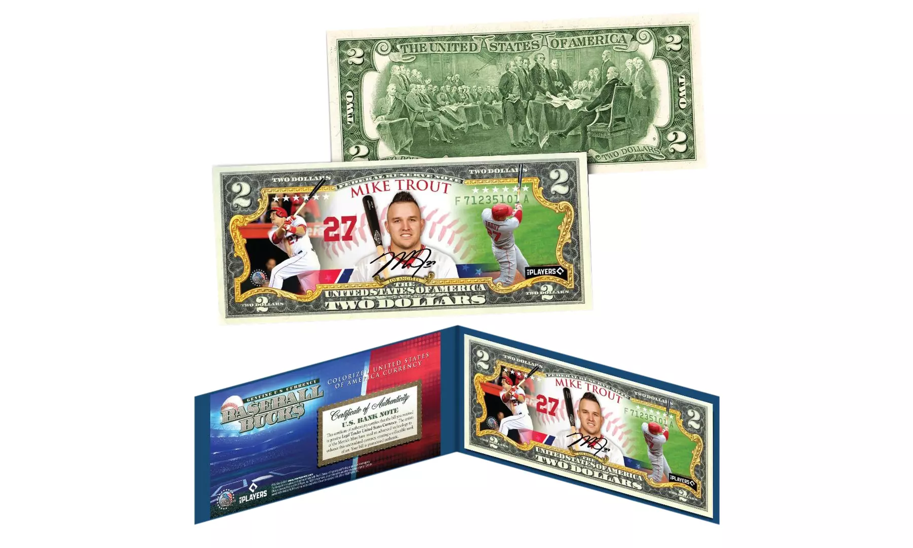 MIKE TROUT - LA Angels Baseball Bucks MLB Player Genuine 2 Dollar Bill
