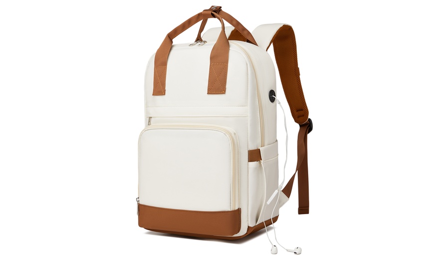 Image 10: KONO wasserabweisender Rucksack mit Laptopfach und USB-Anschluss
