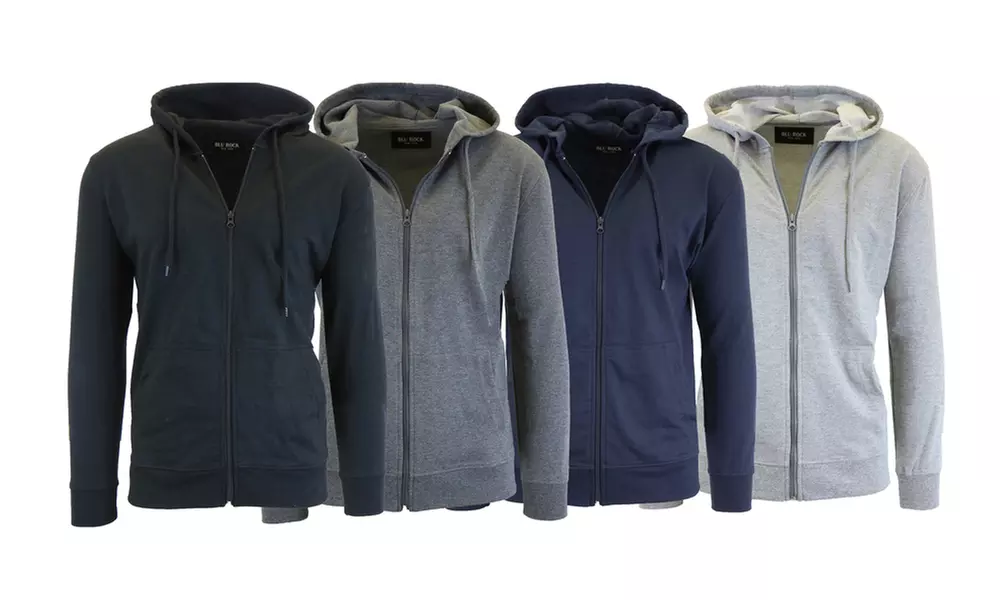 Men's French Terry Lightweight Zip-Up Hoodie (3-Pack) - Primary Image