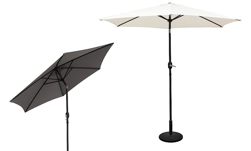 Image 1: 2.7M Garden Parasol with Hand Crank Tilt Function