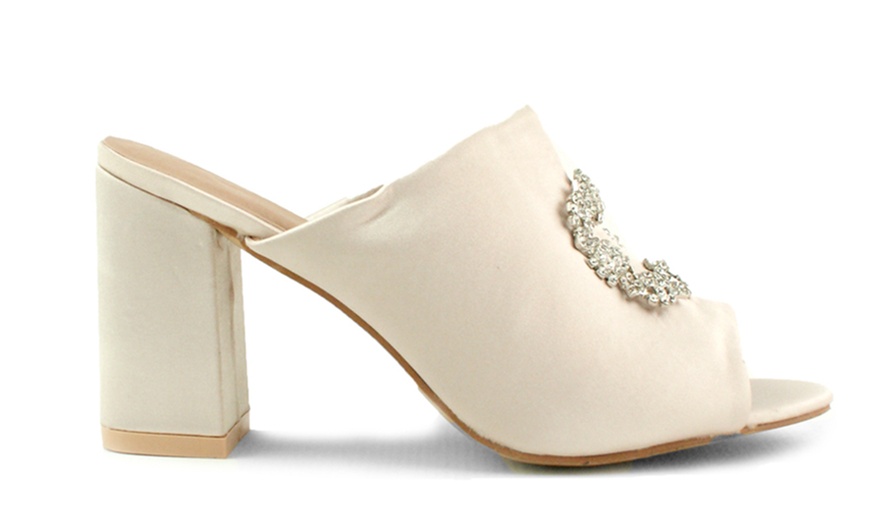 Image 7: Embellished Peeptoe Heeled Mules