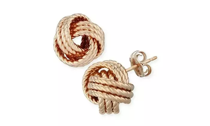 Italian Made 925 Sterling Silver Twist Love Knot Stud Earrings