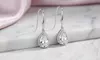 Paris Jewelry 14k White Gold Created Diamond Teardrop Earrings Plated