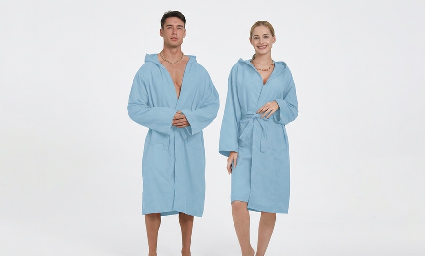 Image 7: Unisex Hooded Bathrobe in Soft Microfiber 