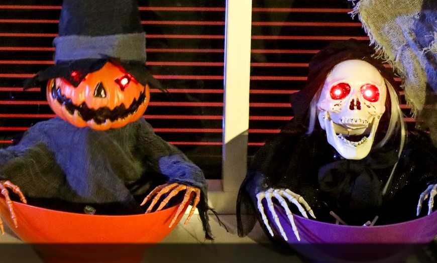 Image 3: Outsunny Animated Halloween Skeleton Candy Dish