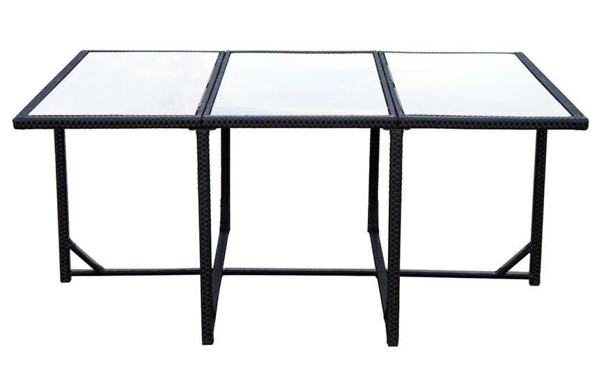Image 5: 10 Seater Outsunny Rattan-Effect Patio Dining Set with Glass-Top Table