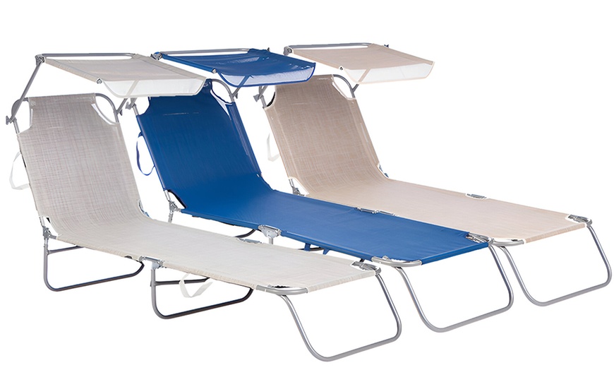 Image 2: Tumbona plegable con parasol 