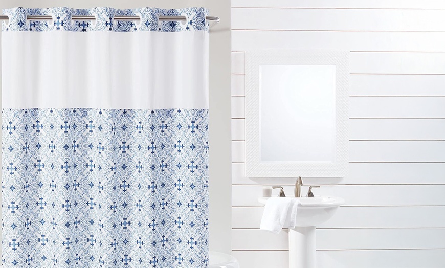 Image 24: Clearance Hookless Quick-Fit Shower Curtain