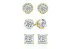 7.00 CTTW 3 Pairs Earrings Set in Gift Box W Crystals From Swarovski - Second Medium
