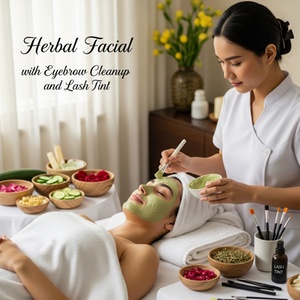One Herbal Facial with Eyebrow Cleanup and Lash Tint - Zanas Beauty