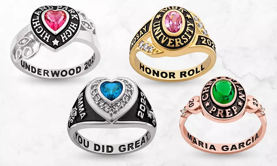 Personalized Ladies' Gold or Sterling Silver Traditional Class Ring from Limogés Jewelry (Up to 70% Off) - Primary Image