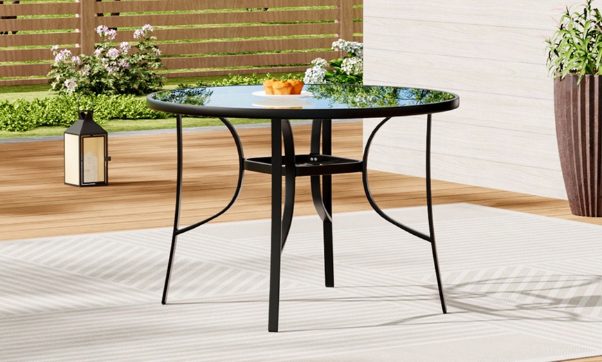 Image 6: Outdoor Rippled Tempered Glass Coffee Table with 4 Styles