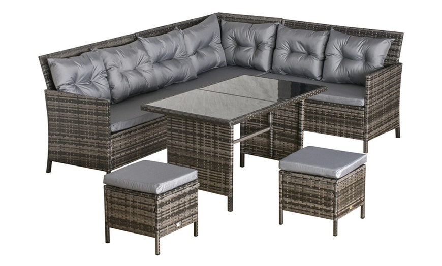 Image 11: Outsunny 8 Seater Rattan Effect Garden Dining Set with Table