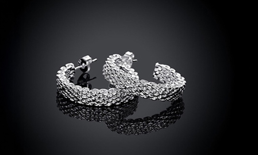 Image 4: Love At First Sight Sterling Silver Plated Cross Link Earrings