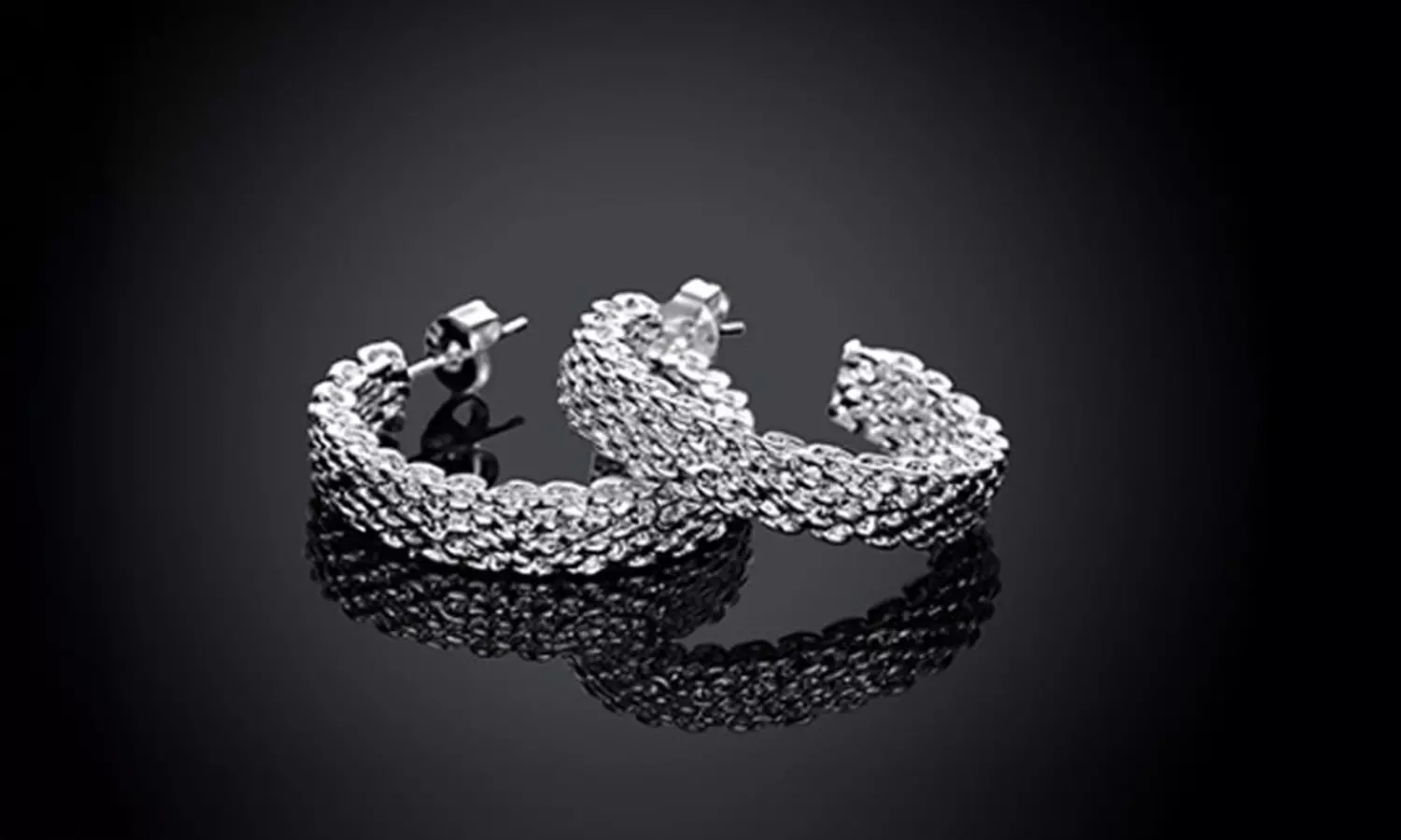 Love At First Sight Sterling Silver Plated Cross Link Earrings