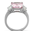 Image 4: WOMENS 6.64 CT EMERALD CUT ROSE ZIRCONIA STAINLESS STEEL ENGAGEMENT RING