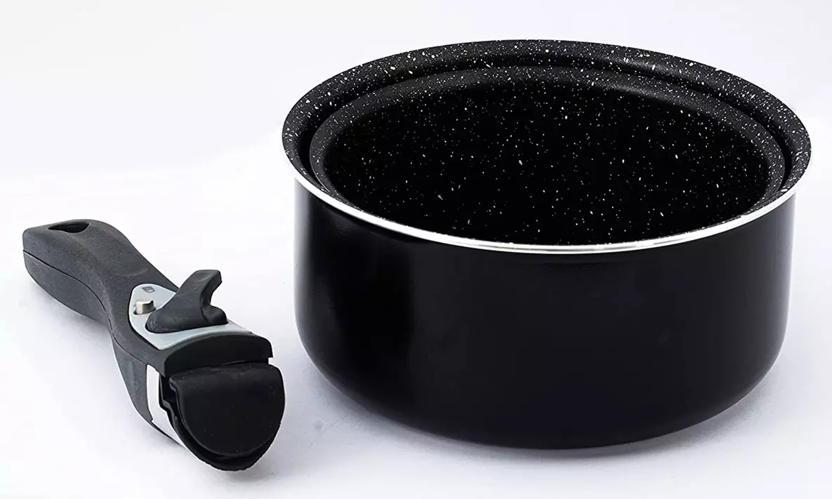 5-, 7-, oder 17-tlg. Herzberg Kochgeschirr-Set mit abnehmbarem Griff